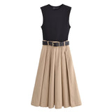 Sleeveless belted dress