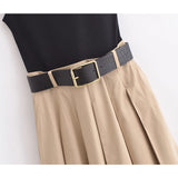 Sleeveless belted dress