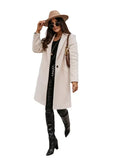 Women's mid-length wool coat.