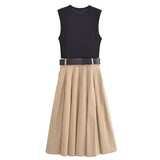 Sleeveless belted dress