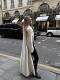 Women's long white wool coat with lapel